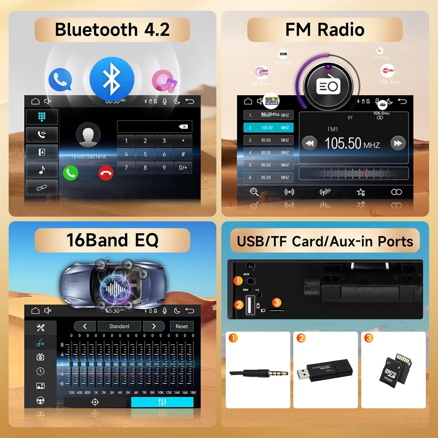 Single 1 DIN Auto Rotatable Screen 10.4″ Carplay Android Car Stereo Radio GPS BT