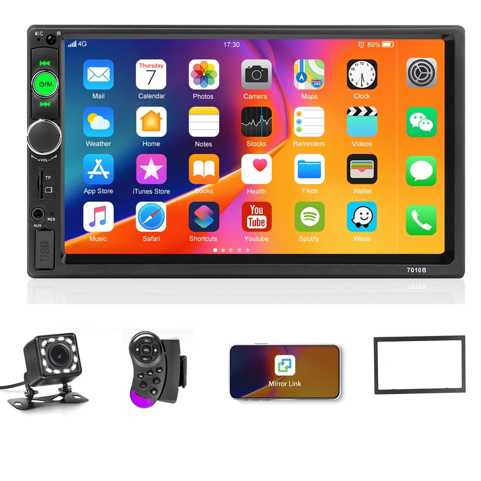 Estereo De Doble Din Với Reproductor Multimedia Y Pantalla Tactil Lujo