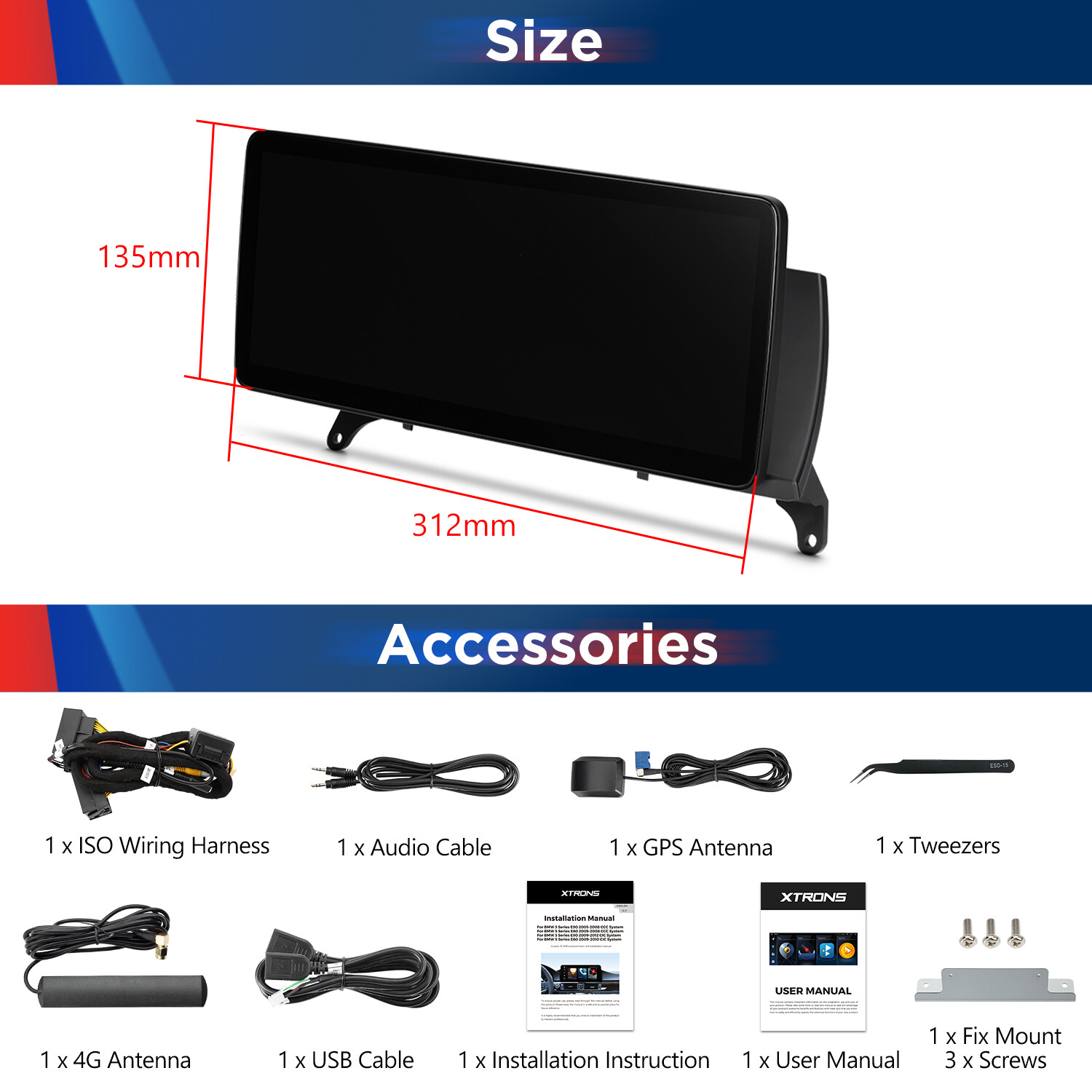 4G Android 13 Octa Core 64GB Car Play Stereo GPS WiFi 2K For BMW 5er E60 E61 CIC