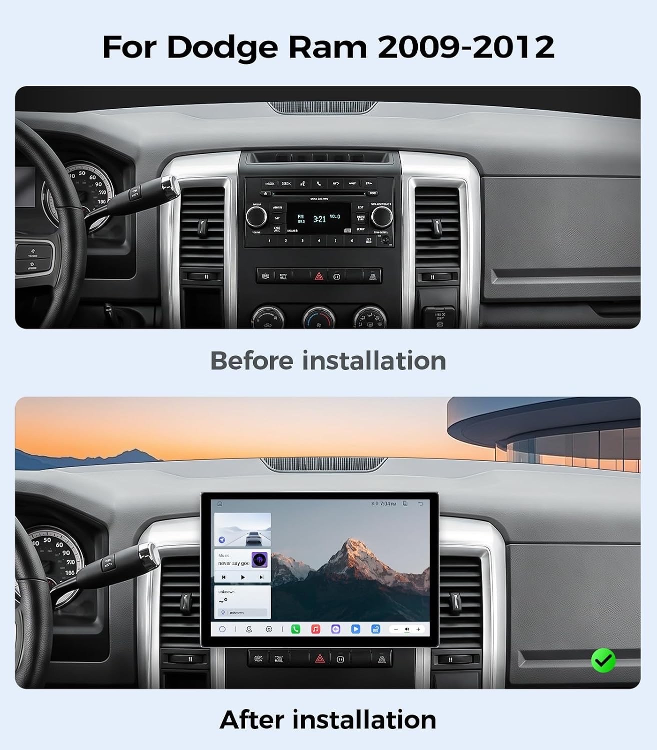 11.5″ Touchscreen Radio for Dodge Ram 2009-2012 & Jeep Wrangler JK 2007-18