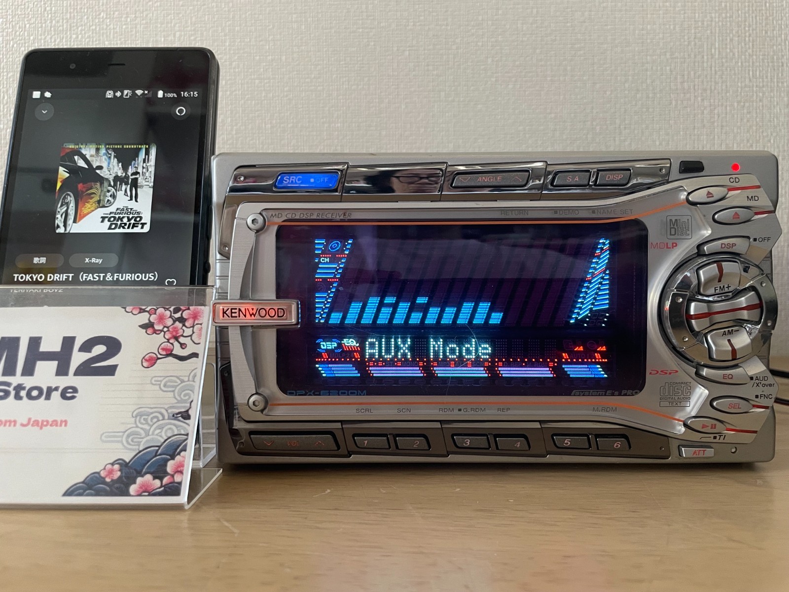 Kenwood DPX-6200M 2DIN Car Audio CD MD Player Added Bluetooth Tested Working