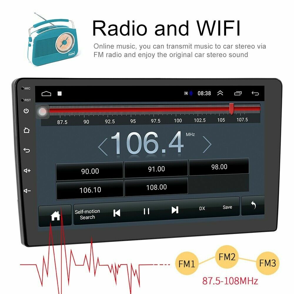 9″ 2Din Android 12 Car Stereo Apple Carplay Radio GPS Navi WiFi Touch FM Player