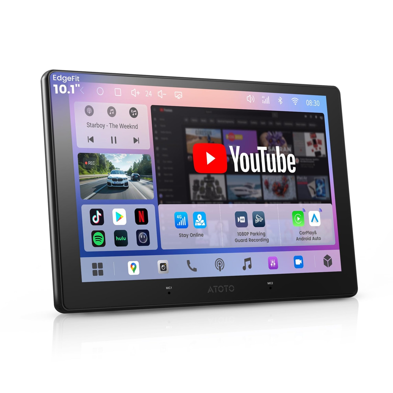 ATOTOOUT A7 10.1″ QLED Android Double Din Car Stereo, 4G LTE/Wi-Fi/USB, SPDIF…
