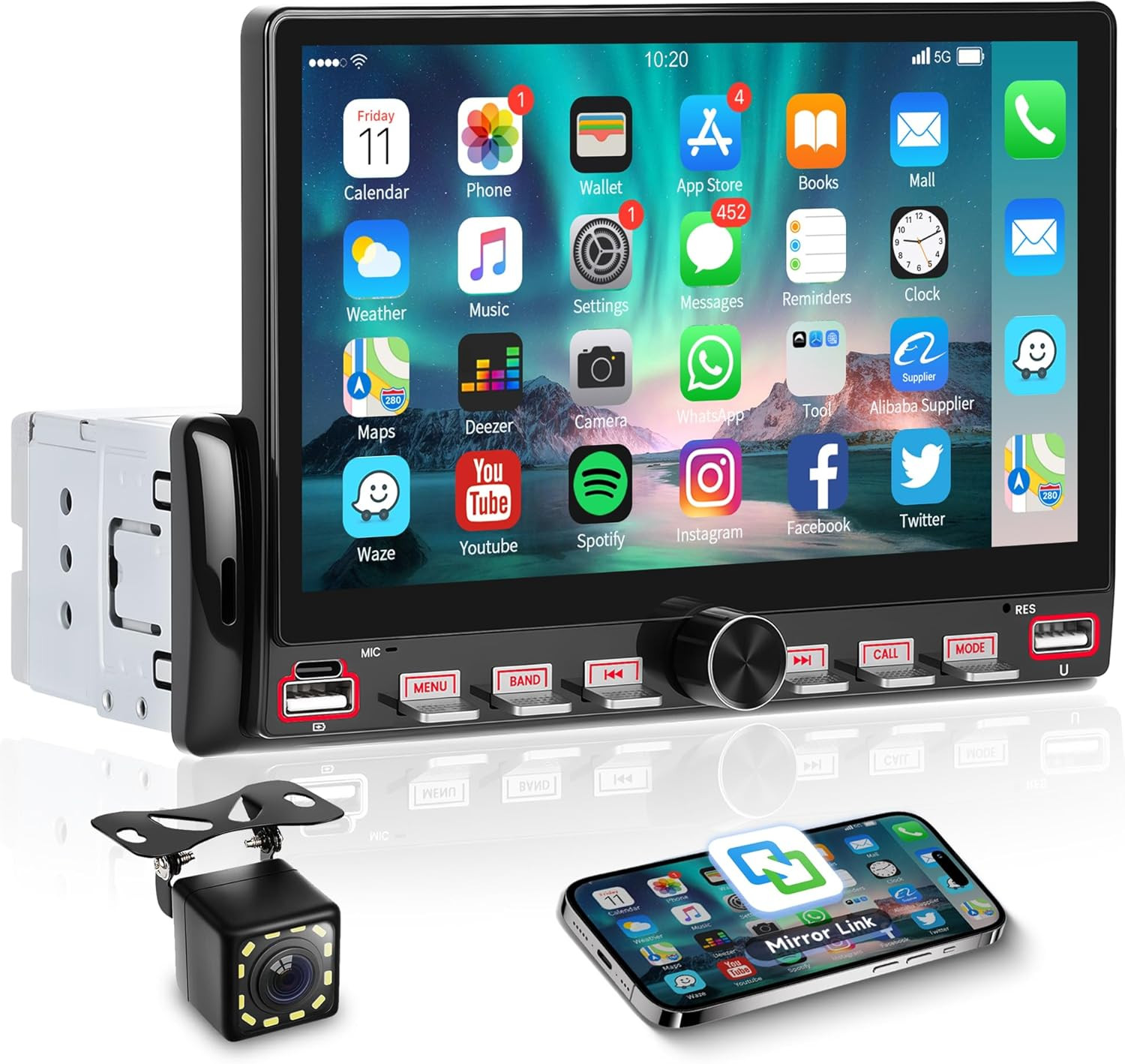 Single Din Car Stereo, 7″ IPS Touch Screen Car Radio, Bluetooth, Wired Ios/Andro