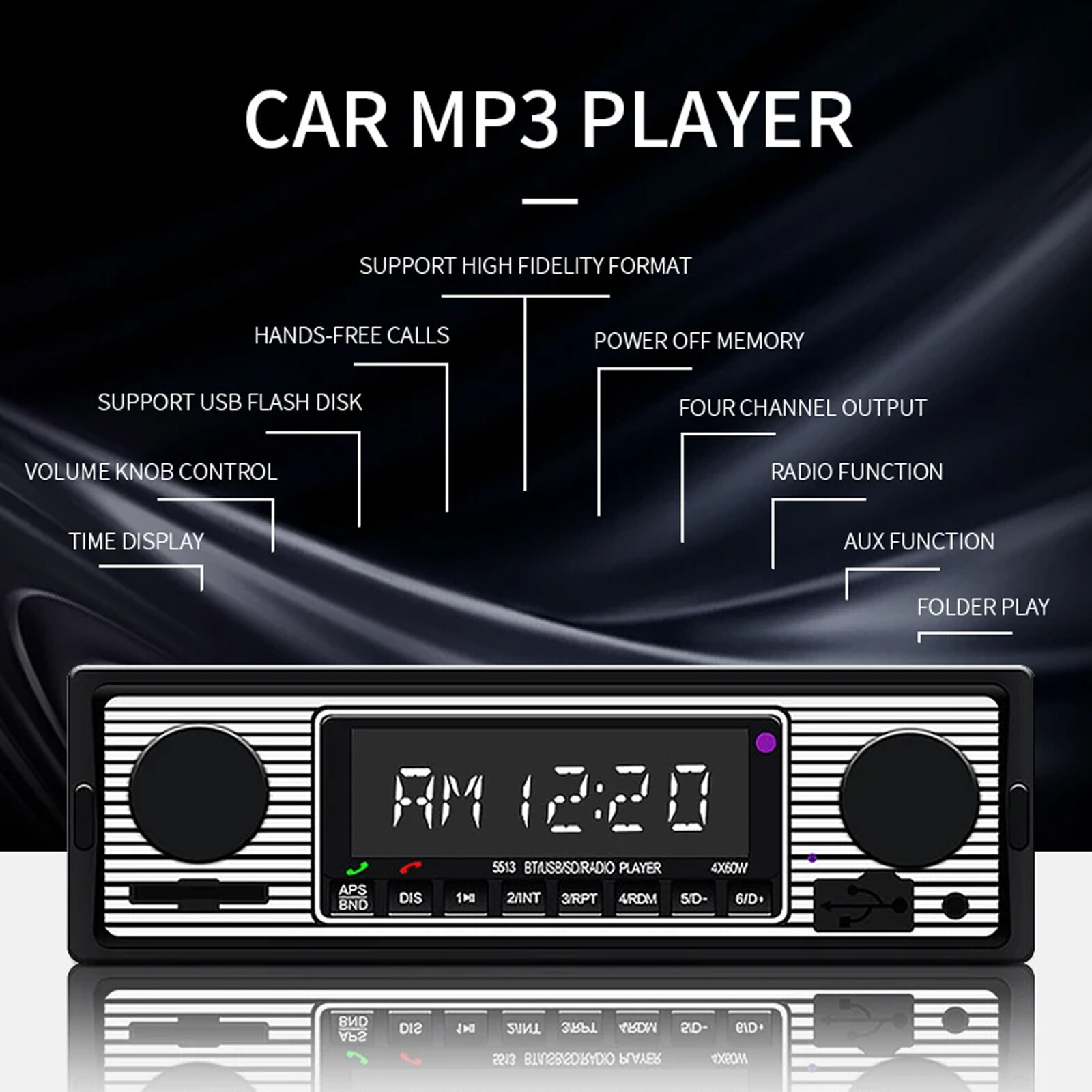 Bluetooth Vintage Car FM Radio MP3 Player USB Classic Stereo Audio Receiver AUX
