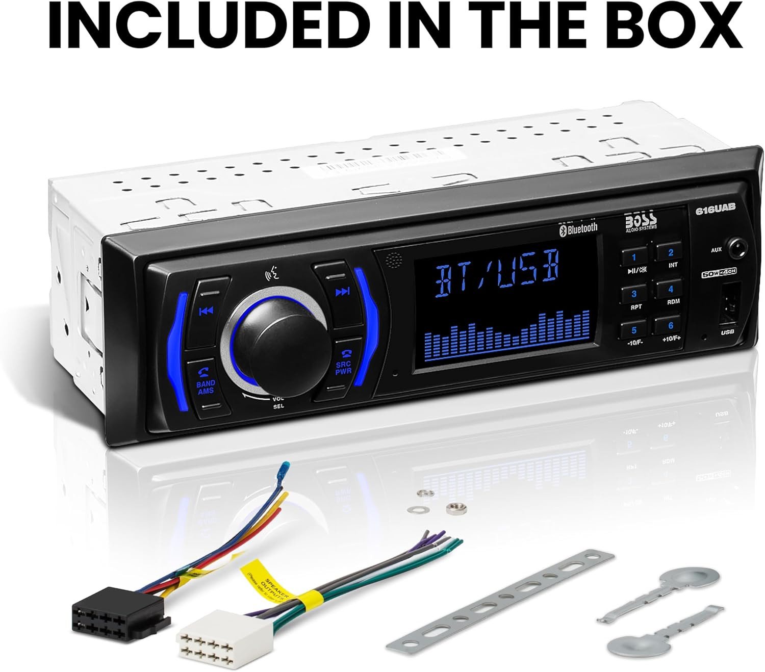 616UAB Car Stereo with Bluetooth – Single DIN, MP3, USB, Aux