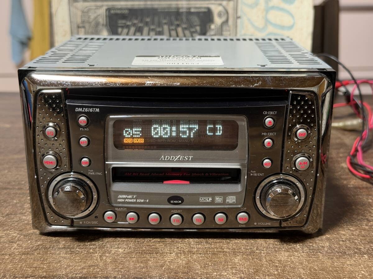 Rare Addzest DMZ616TM 2DIN CD MD Player Chrome Front Serviced Japan Vintage