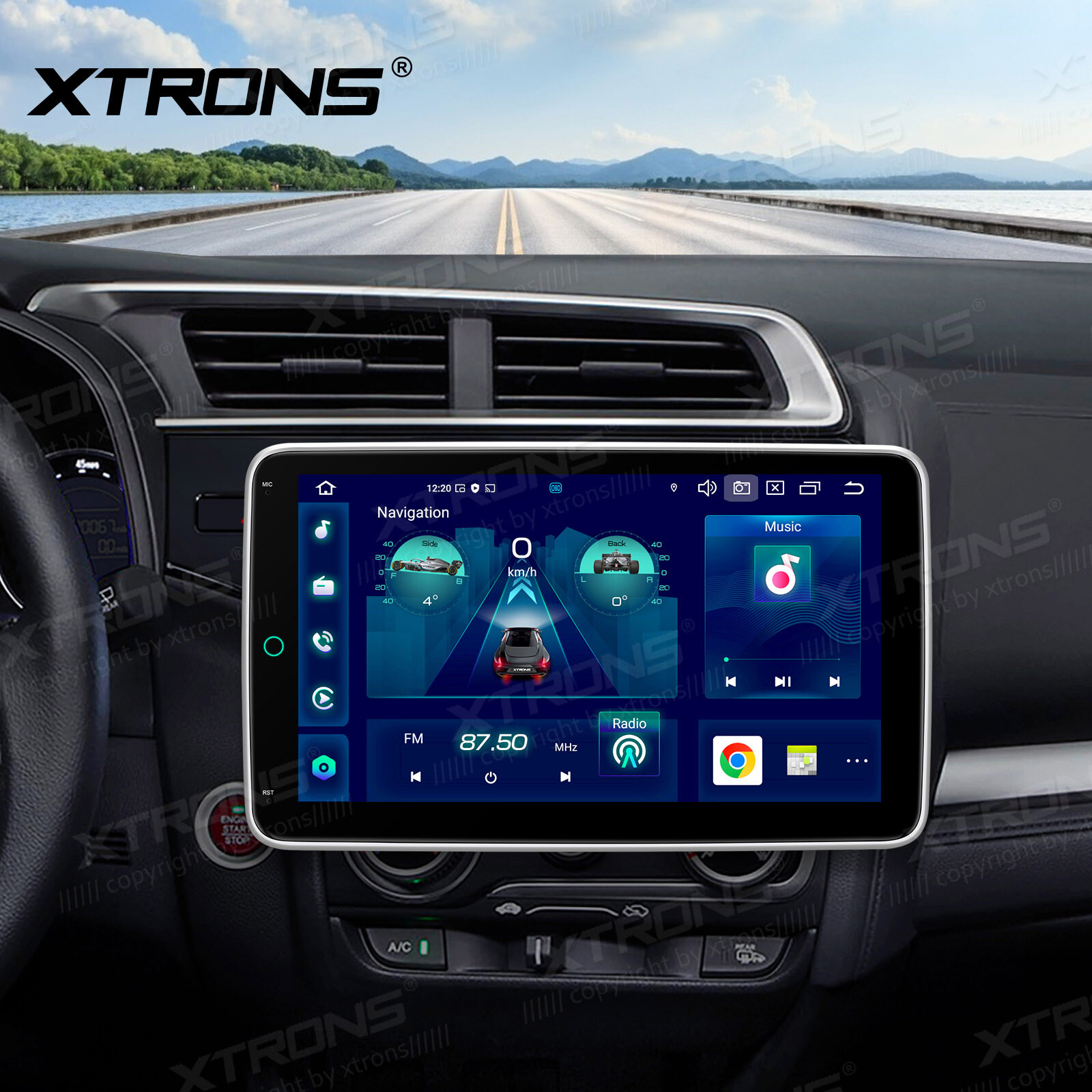 10.1″ Rotatable Screen 1-DIN 8Core Android 13 64GB Car Play Stereo GPS Radio DSP