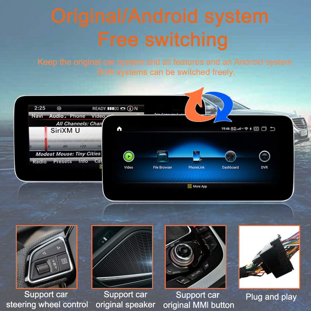 10.25″HD Car Stereo Player for Benz W204 C-class 2008-2010 GPS Carplay WiFi SWC