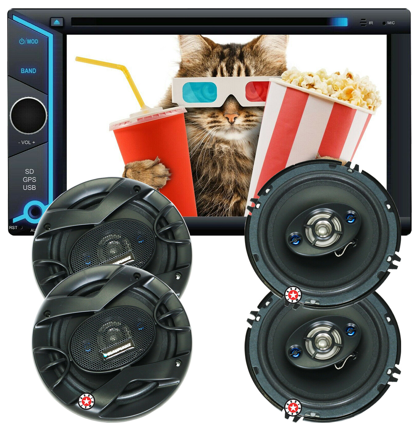 200W 6.2″ MirrorLink For Android & IOS Car Receiver+ 4x Blaupunkt 6.5″ Speakers