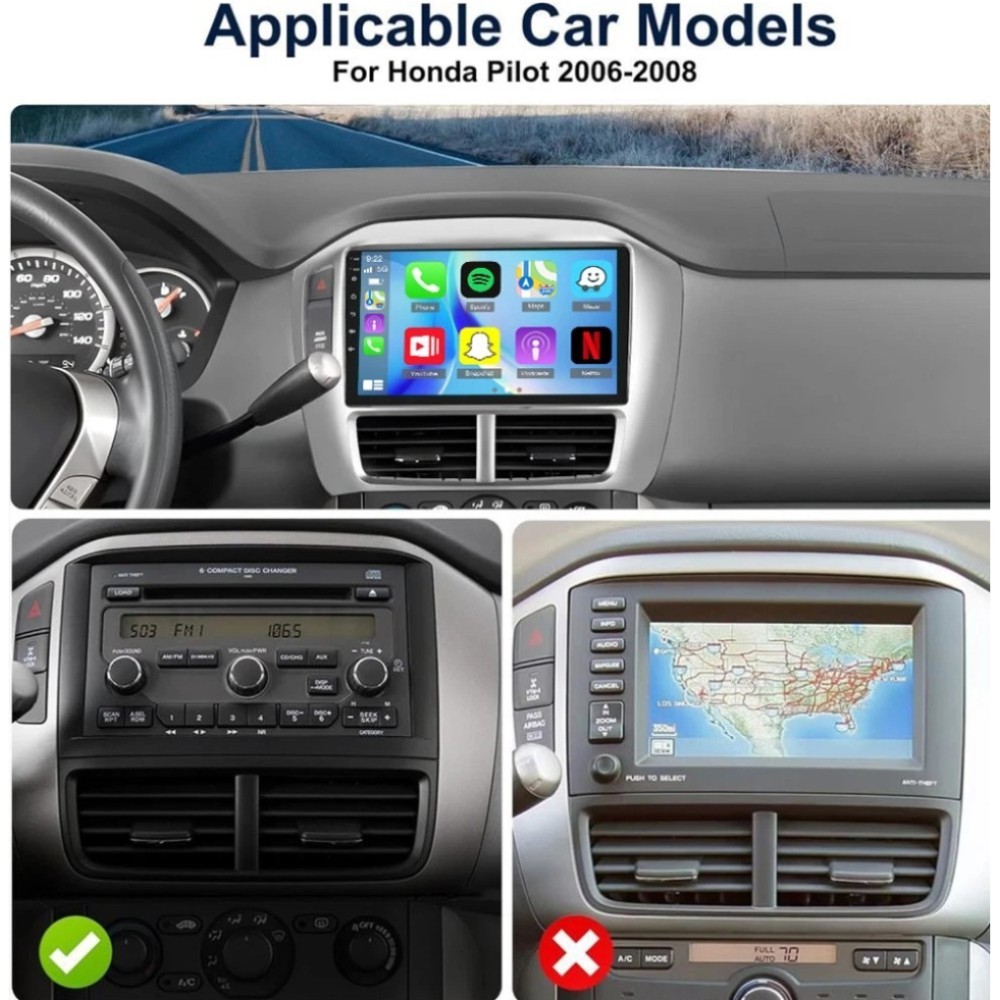For Honda Pilot 2006-2008 Android 15.0 Carplay Car Stereo Radio GPS Navi BT WIFI