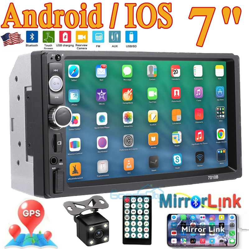 7010B HD 7″ Stereo Screen AUX Input for Car Touchscreen Radio Bluetooth + Camera