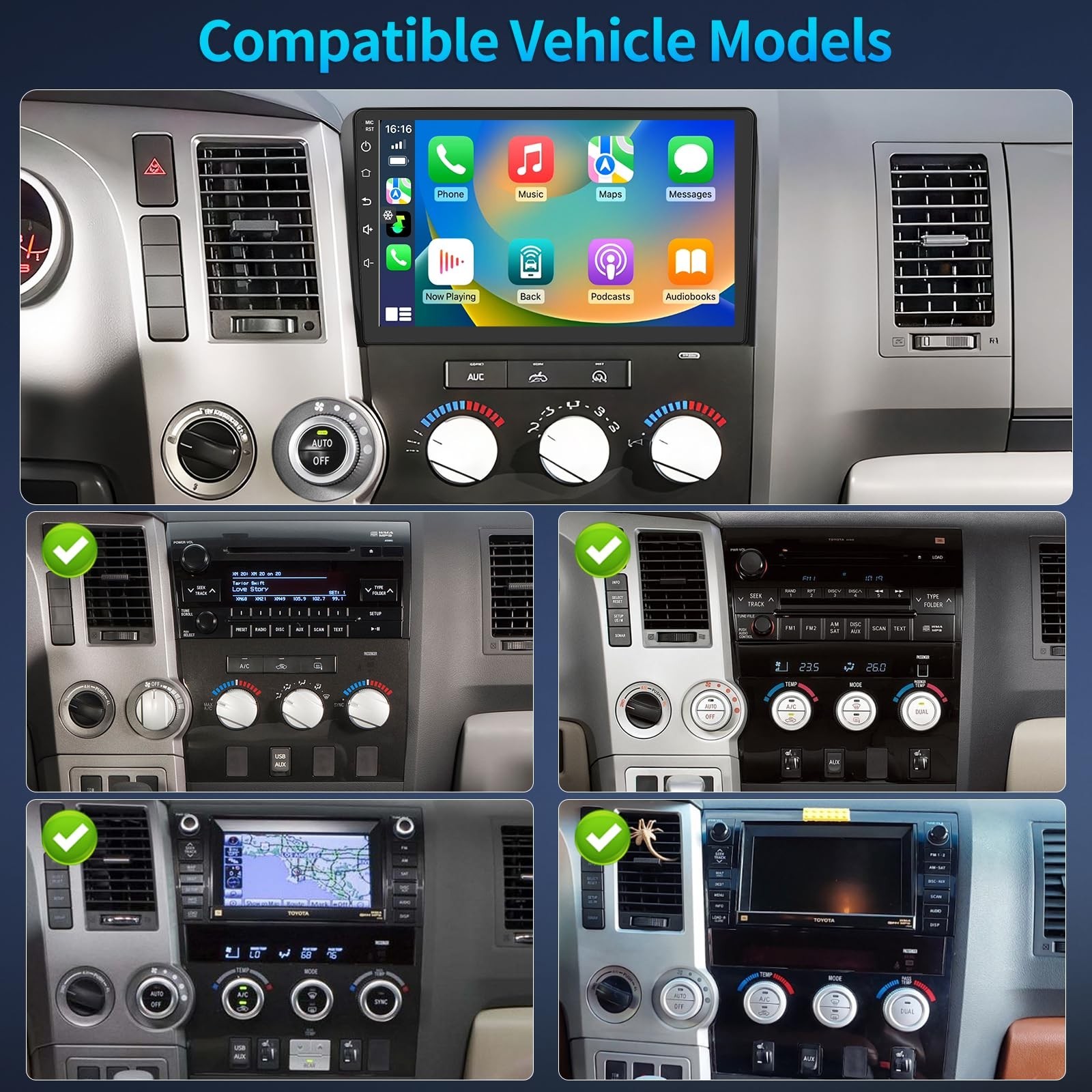 Car Radio for Toyota Tundra 2007-2013 Sequoia 2008-2018 Radio Upgrade with Wi…