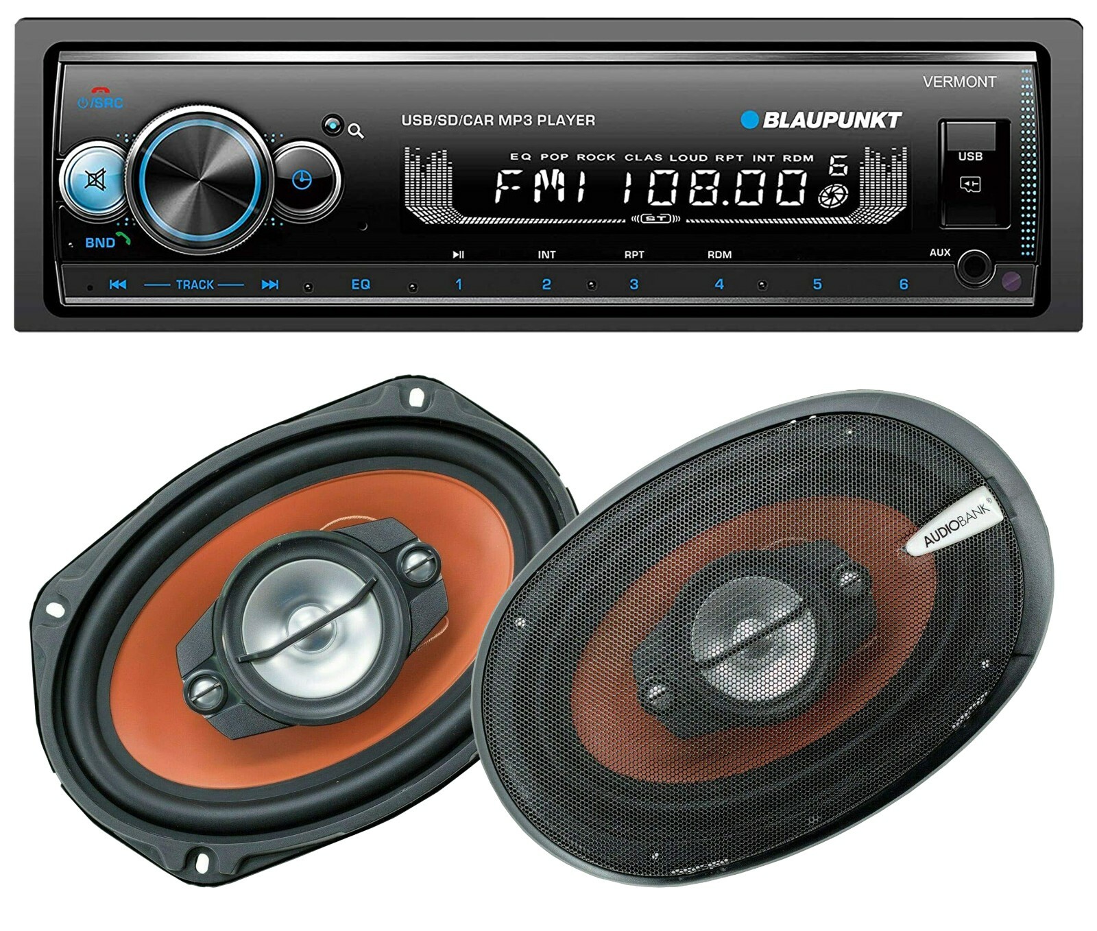 Blaupunkt VERMONT 72 Bluetooth Receiver + 2x Audiobank AB-790 6×9″ Speakers