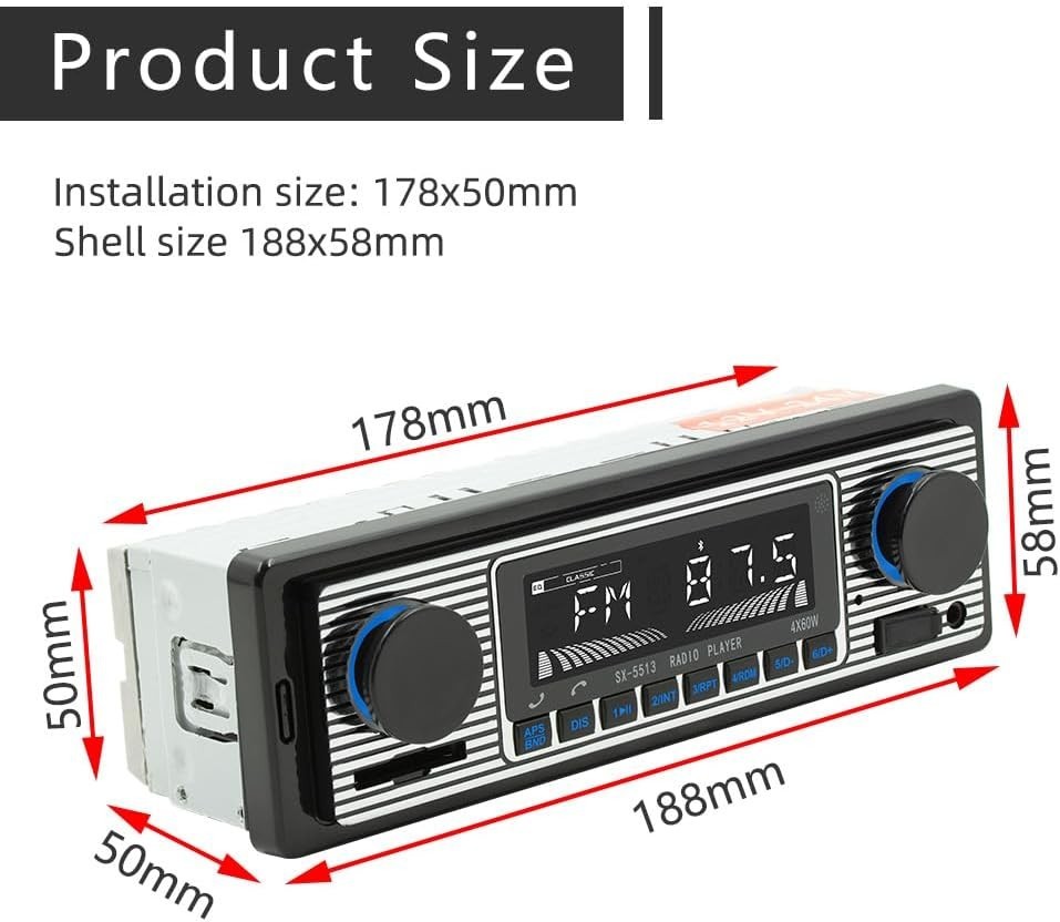 Classic 7-Inch Bluetooth Car Audio Receiver – Voice Control & USB/AUX Support