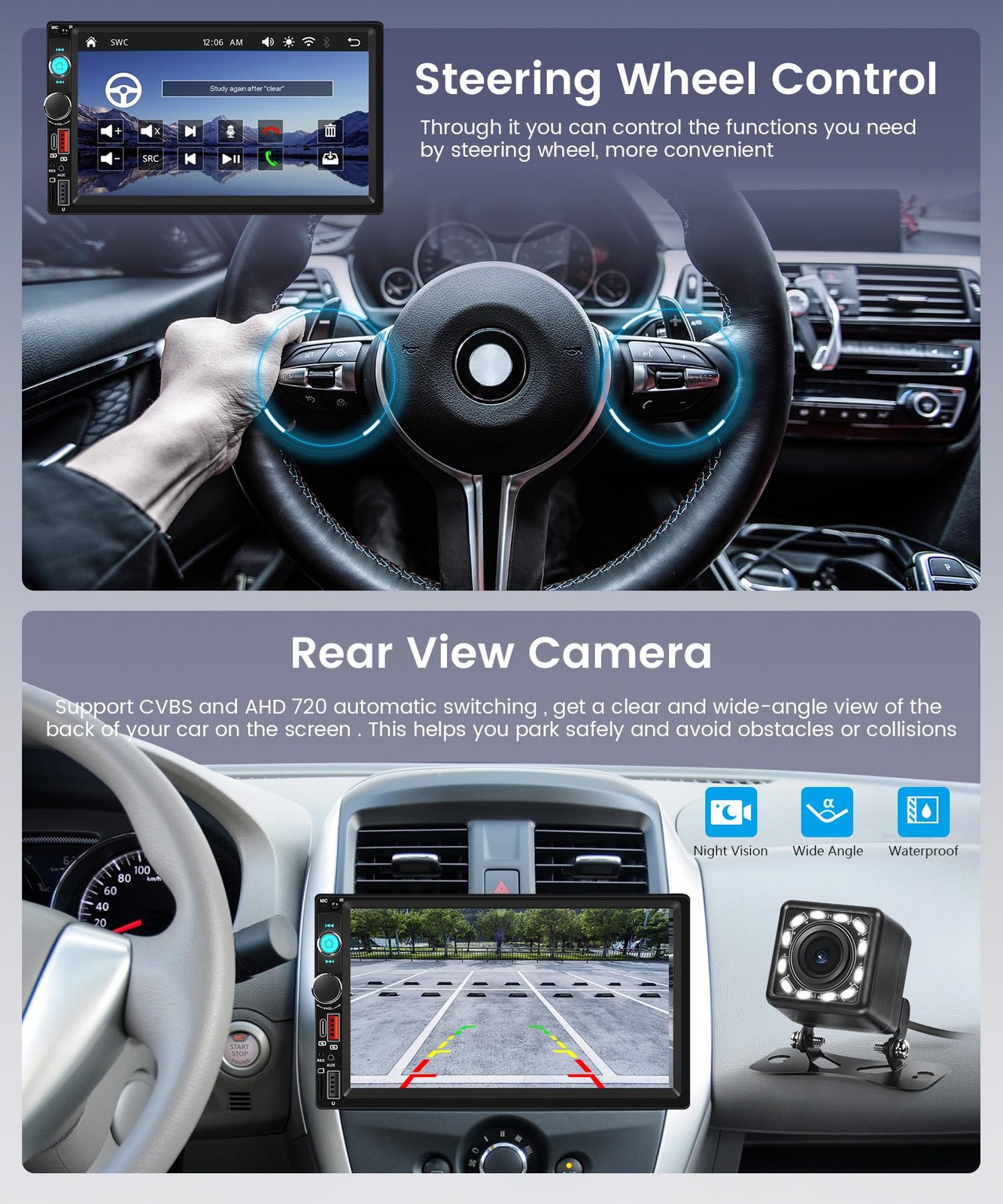 KYNNT 7 Inch Double Din Car Stereo, Wireless CarPlay Android Auto, 2 Din…