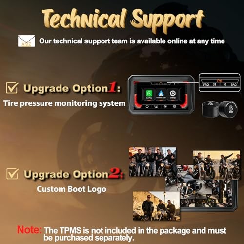 6″ Wireless Motorcycle Carplay with Android 6Inch Screen+Mounting Bracket