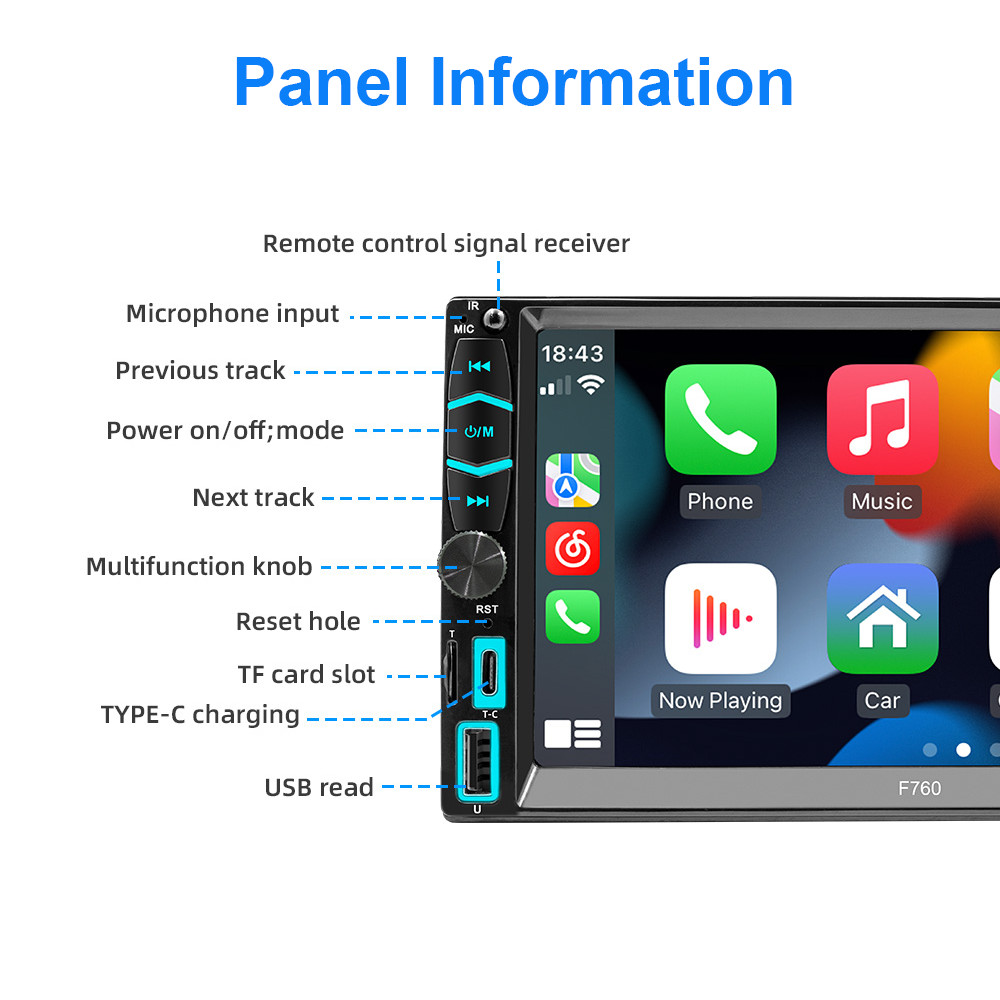 10.1” Double Din Android 13 Touch Screen Car Stereo Radio GPS WiFi Carplay+CAM