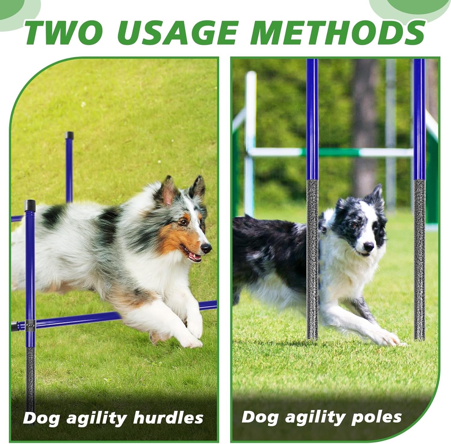 Dog Agility Course Backyard Set, Metal Dog Agility Training Equipment Adjustable