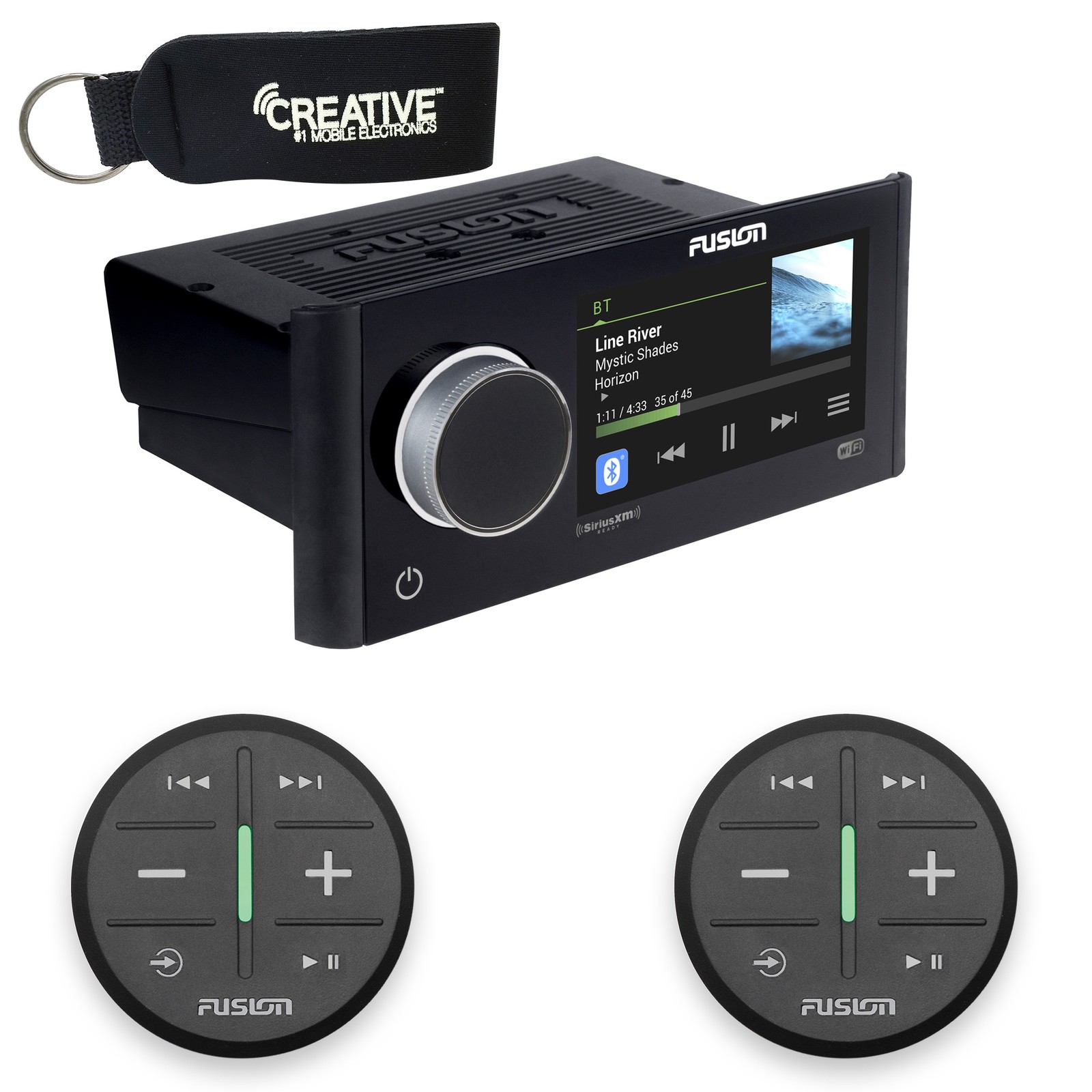 Fusion MS-RA770 Apollo Marine System Two Wireless Remotes For Dual Zones Black