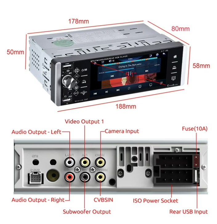 Estereo De Pantalla con Bluetooth Para Coche Carro Auto MP5 Player RCA/AUX/USB/T