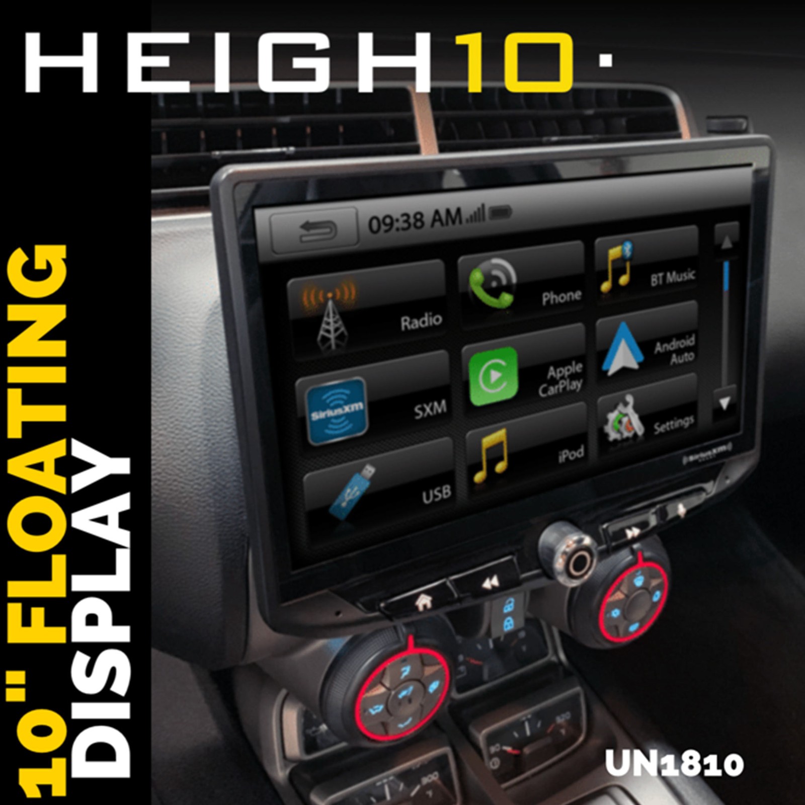 Stinger HEIGH10 AM/FM Receiver, 10″ Touch Screen, Mech-less – Single-DIN