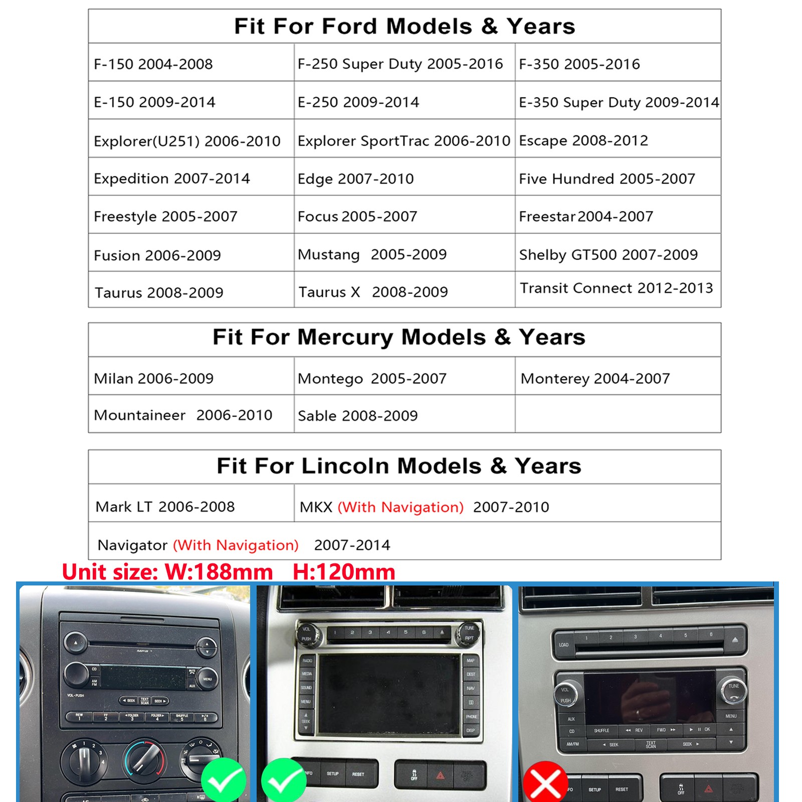 For Ford F150 F250 F350 Car DVD CD Player Stereo Radio with Carplay GPS Back Cam