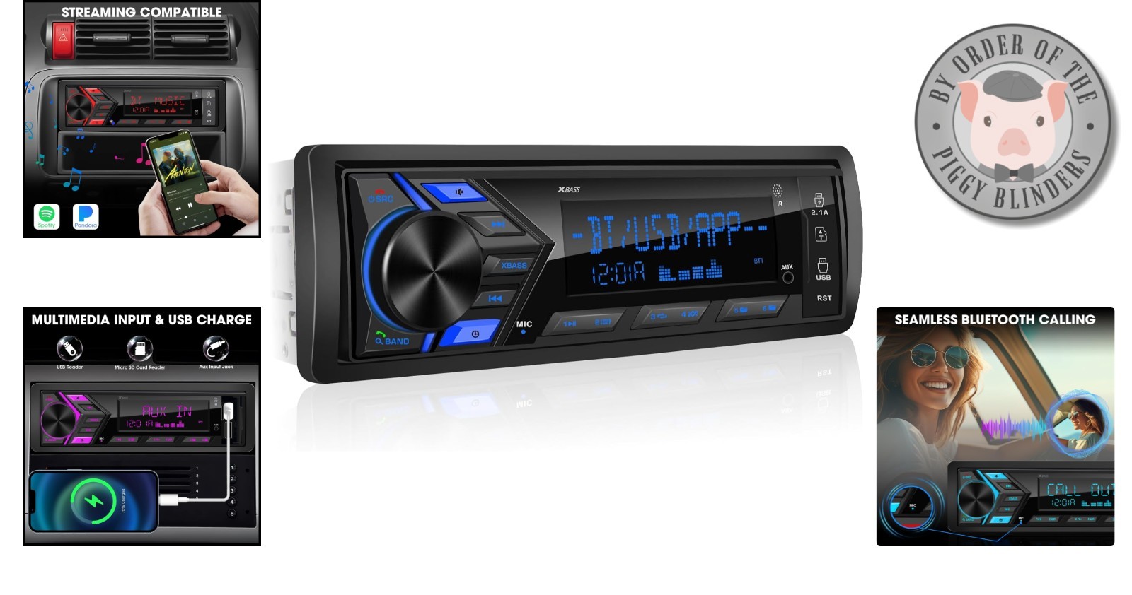 Stylish In-Dash Bluetooth Radio: 300W Output, 4 Channel RCA & Streaming Support