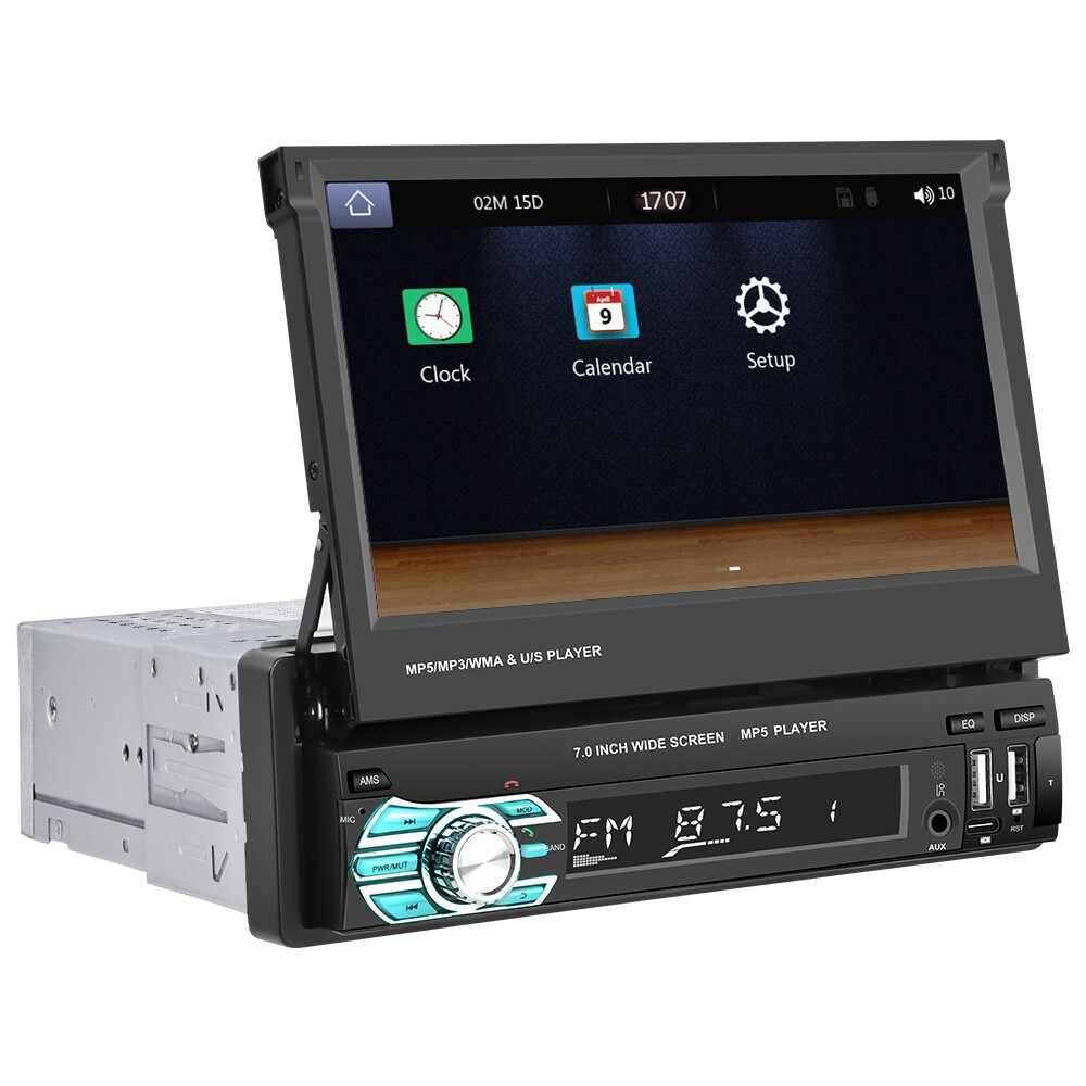 Single 1DIN 7″ Flip Out Car Radio Stereo Wireless Apple Carplay Android Auto BT