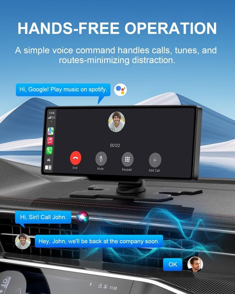 10.26″ Wireless Carplay Multimedia Smart Screen Player Android 15 Navi GPS CAM
