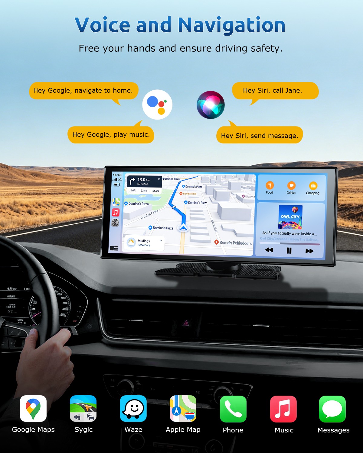 11.3inch 4K Portable Apple CarPlay Touch Screen for Car Android Auto Radio GPS