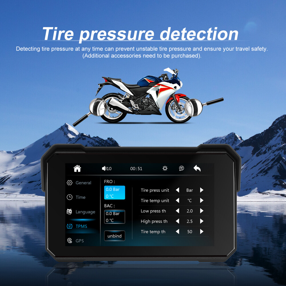 5″ Waterproof Motorcycle Navigator Wireless CarPlay Android Auto Portable Screen