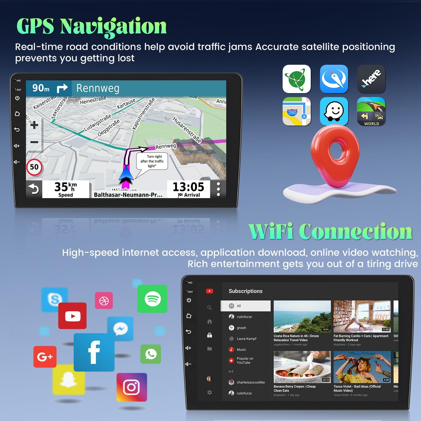 Roinvou 232G Android Carplay Stereo For 2005-2012 Toyota Corolla Ex 9 Touch