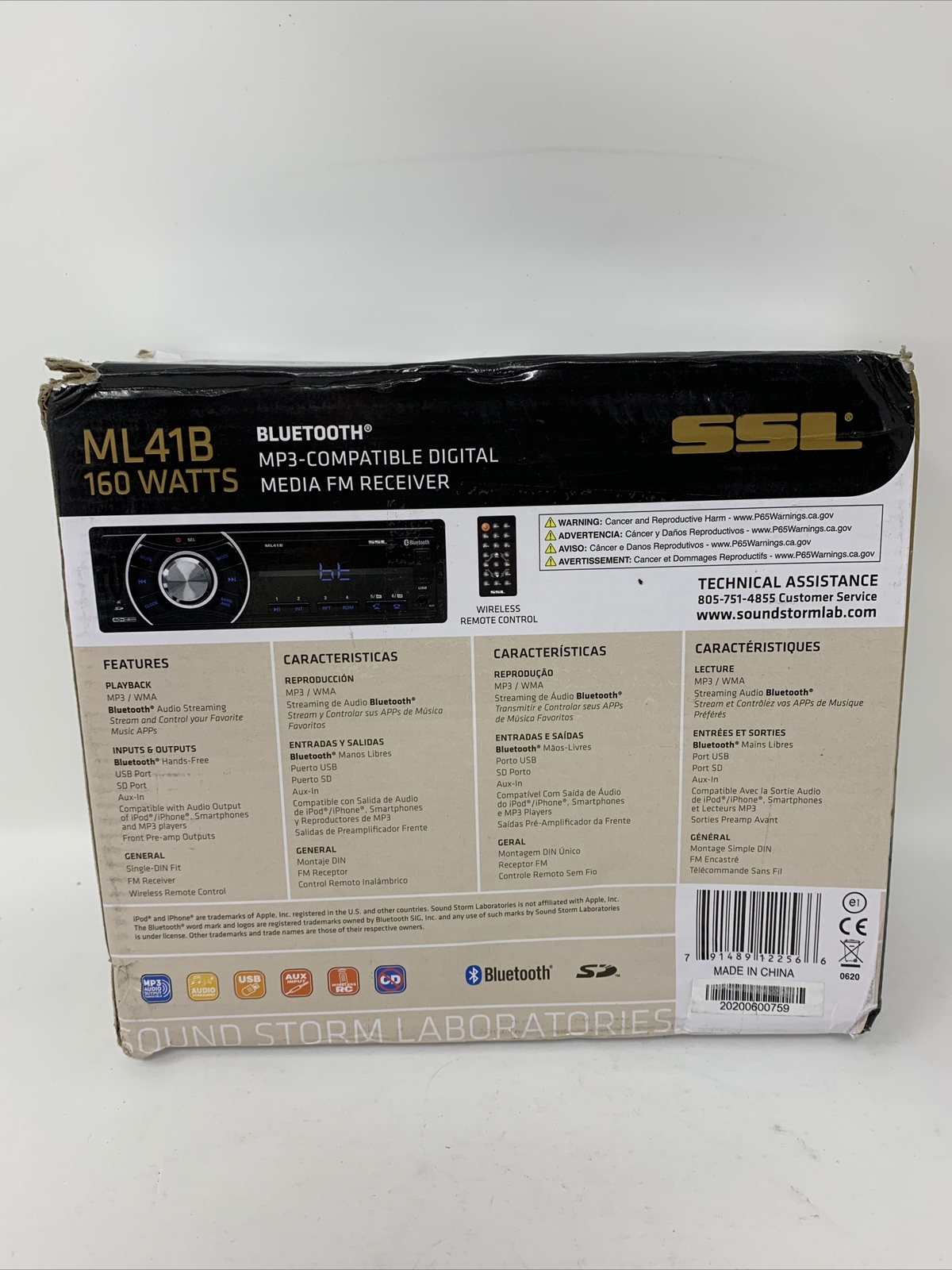 Sound Storm ML41B Bluetooth Single-DIN Multimedia Player