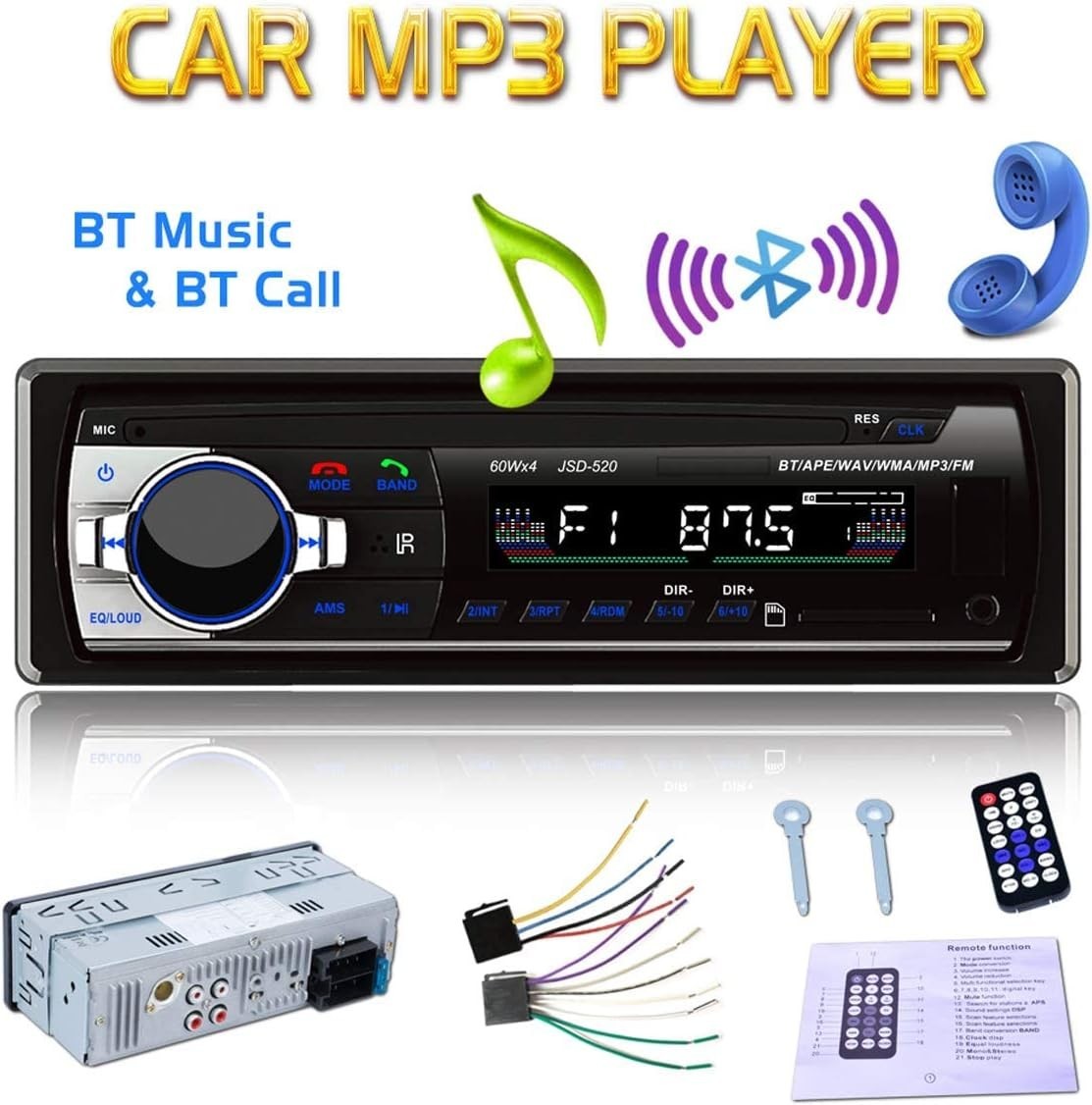 Bluetooth 12V Car Stereo with FM Radio & USB/SD/MMC for Modern Drivers