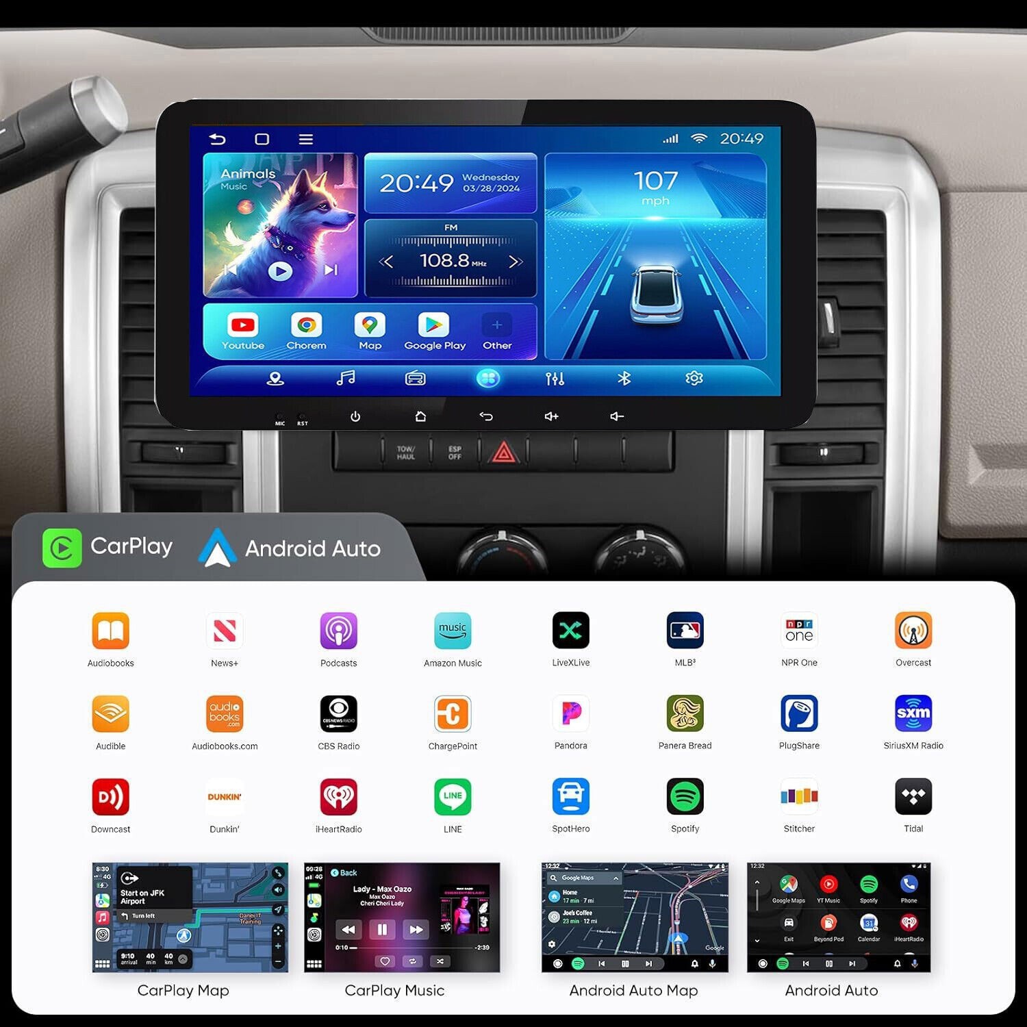 Car Stereo Radio GPS 2+64 For 2009-2016 Jeep Compass Apple CarPlay Android 15.0