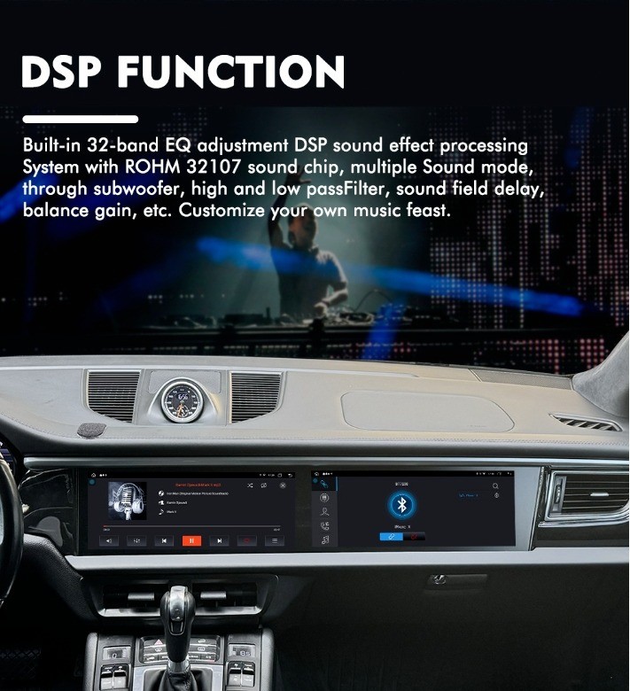 For Porsche Macan 2014-2017 Dual 12.3 inch Screen Car Stereo Radio Android Navi