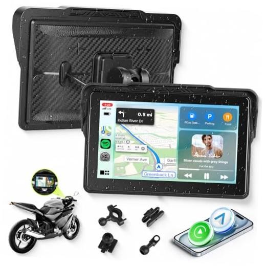 7-Inch Motorcycle Carplay Screen with Wireless 7 Inch Tire Pressure Detection