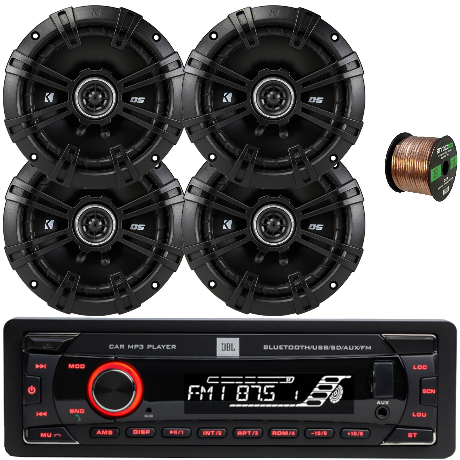 JBL Celebrity100 1-DIN Bluetooth High Power Stereo, 4x 6.5″ 240W 2-Way Speakers