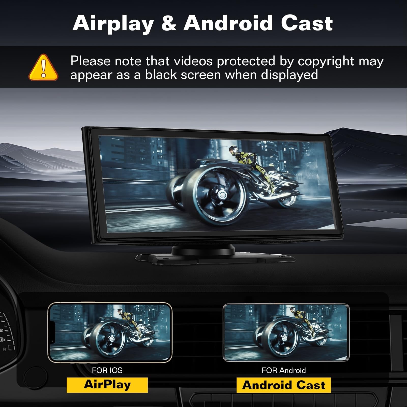10.26″ Wireless CarPlay & Android Auto Car Stereo, 4K Dash Cam, 1080P Backup Cam