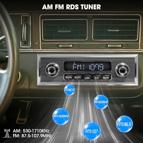 Single Din Classic Car Stereo – Vintage Retro Style Radio for Truck – Bluetooth