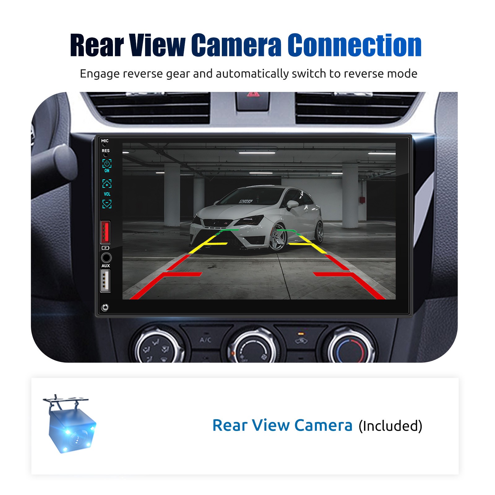 Single 1 DIN 7″ Car Stereo Radio Apple Carplay & Android Auto USB SWC FM BT+CAM