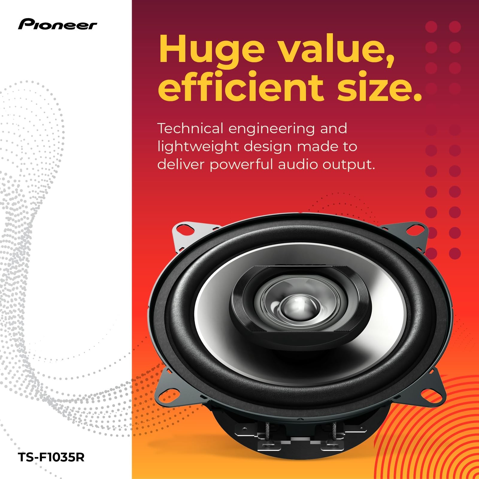 PIONEER F-Series TS-F1035R 4” 2-Way Speakers (Pair) – 150W Max, Balanced Soun…