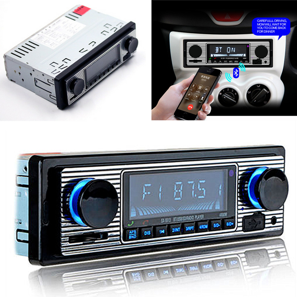 4-Channel Vintage Car Radio Stereo Bluetooth MP3 Player FM AUX Head Unit Remote