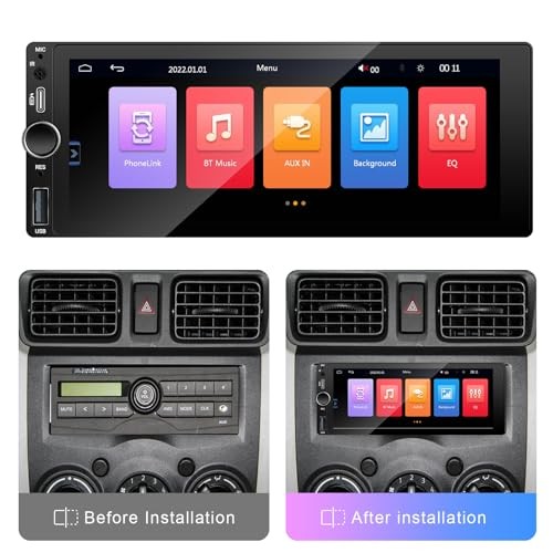 6.86 Inch Single Din with Wireless Carplay Android Auto FM EQ | IPS Car Stereo