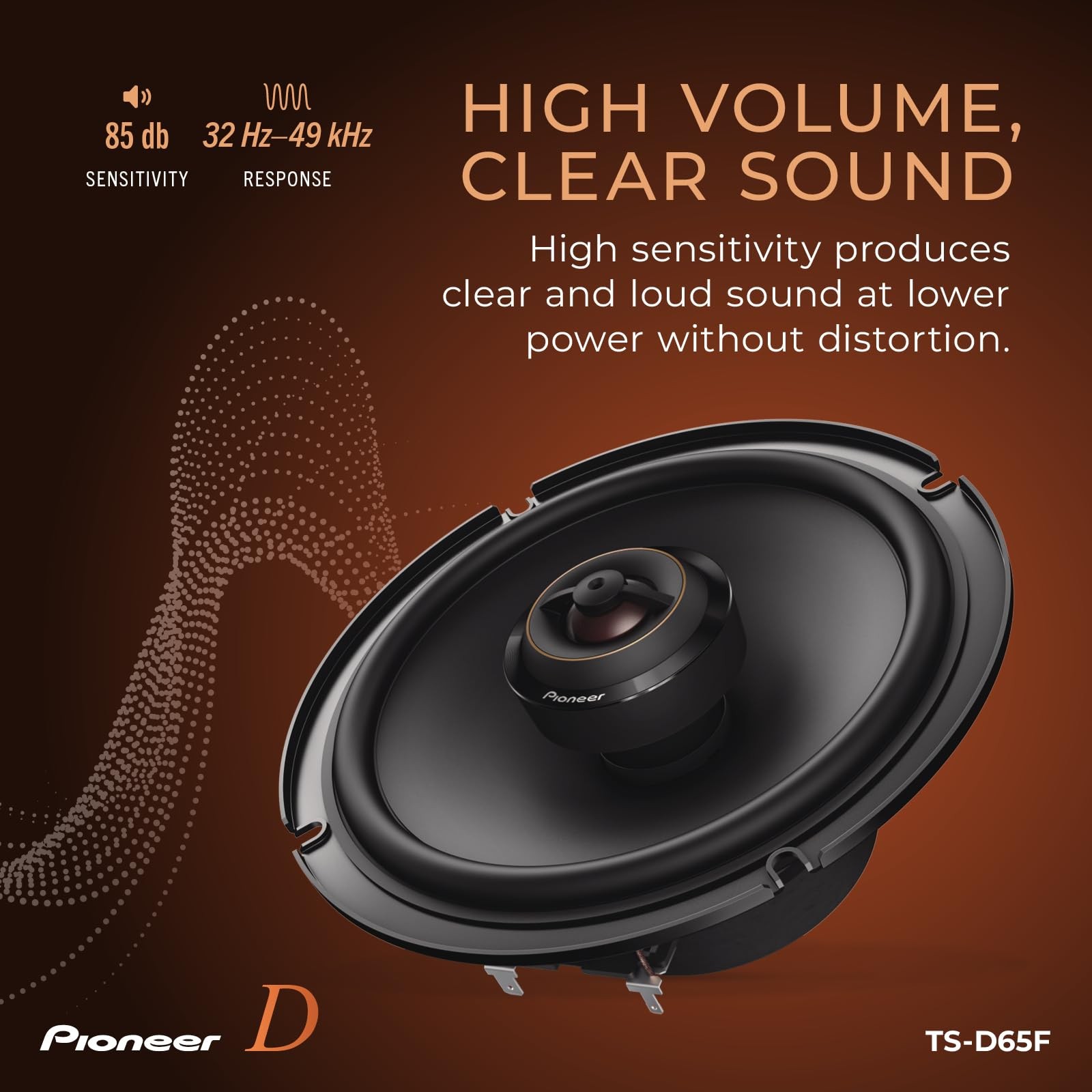 Pioneer D-Series TS-D65F 6.5” 2-Way Speakers (Pair) – 270W Max, Balanced Sound +