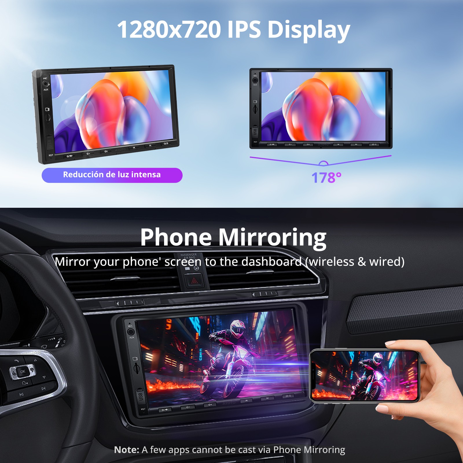 ATOTO 2Din 7in Car Stereo For VW Volkswagen Jetta Tiguan Golf Passat 24B-EQ FM