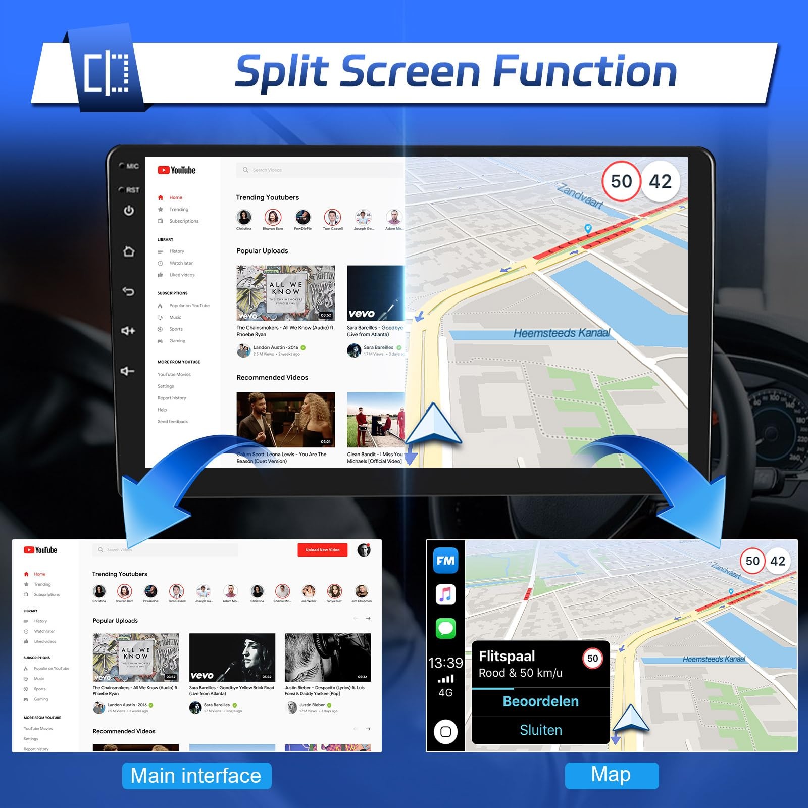64G Car Stereo Radio for Honda Civic 2016-2021 Screen Carplay Auto 1280*800 GPS