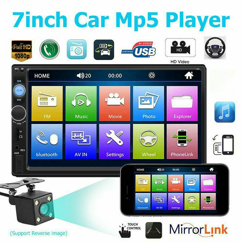 7inch HD 2Din Touch Screen Car Stereo MP5 Player Radio Android IOS USB/TF+Camera