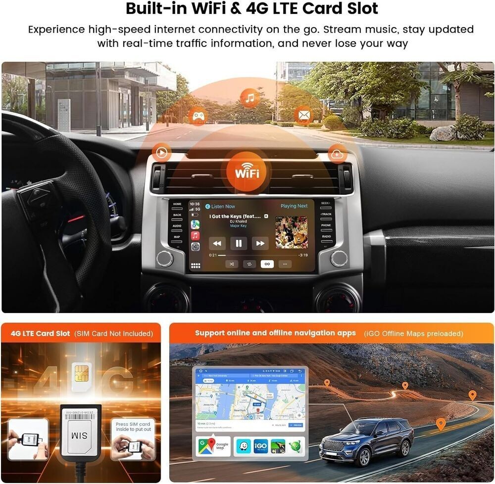 9-inch For Toyota 4Runner 2010-2021 Android Car Radio Stereo BT Carplay GPS Maps